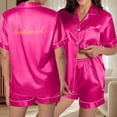 thumbnail image 2 of XIAONU Bridesmaid Print Satin Pajama Sets for Women Short Sleeve Notch Collar Shorts Loungewear Pajamas, 2 of 5