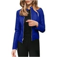 thumbnail image 2 of LoyisViDion Coat Women Long Sleeve Open Front Short Cardigan Short Suit Jacket Coat Top Blue 6(M), 2 of 8