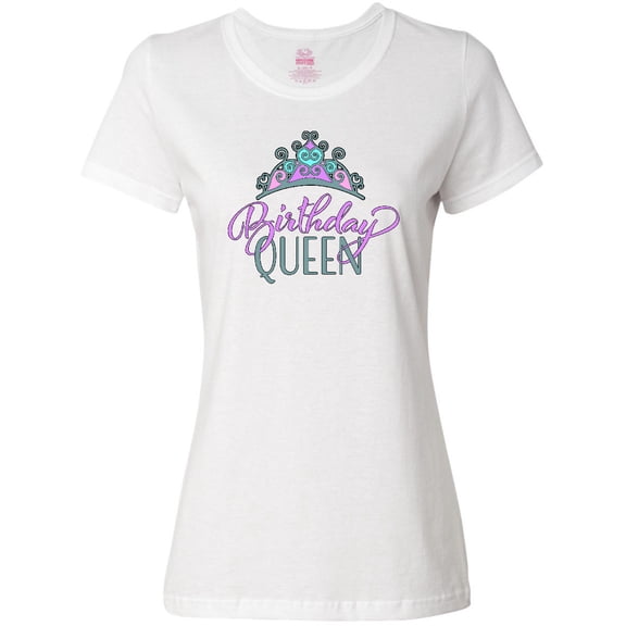 Inktastic Birthday Queen with Pink and Purple Tiara Women's T-Shirt