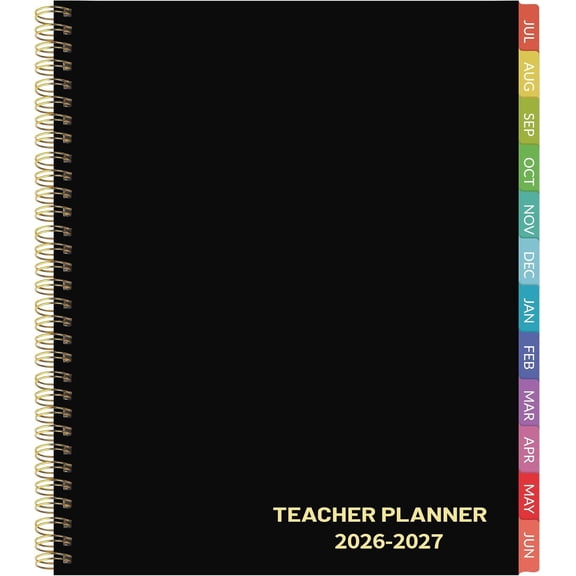 Teacher Planner 2026-2027 - Teacher Planner 2026-2027 Academic Year, July 2026 - June 2027, 8.7" x 10.8", Weekly & Monthly Lesson Plan Book with Monthly Tabs, Golden Stamping