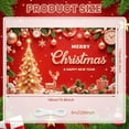 thumbnail image 3 of Red Theme Christmas Banner Silver Decoration New Year Banner Christmas Tree Design Reindeer Pattern Holiday Banner for Christmas Party New Year Celebration Holiday Decoration, 3 of 9