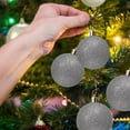 thumbnail image 3 of Adornos navideños de 5 pulgadas - Bolas de purpurina irrompibles para árbol/corona, paquete a granel de bolas colgantes de plástico, decoración navideña para fiestas y hogar (plateado), 3 of 4