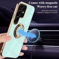 thumbnail image 3 of Compatible with Samsung Galaxy S22 Ultra Case with Ring Holder Pink, Aesthetic Phone Case for Samsung S22 Ultra Case Silicone Soft TPU Slim Cover Shockproof Luxury with Kickstand (Green), 3 of 14