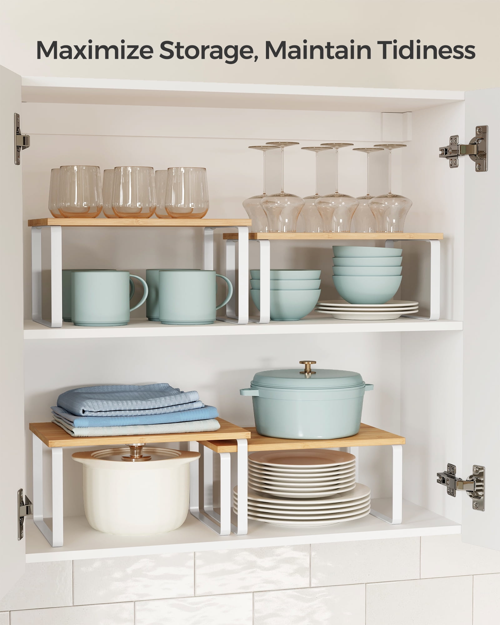 4 Pack Cabinet Organizer Shelf, Kitchen Counter Shelves, Kitchen Storage, Spice Rack