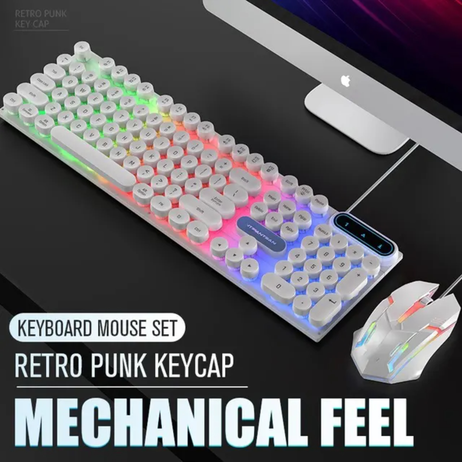 ZNGPNG USB Wired Gaming Keyboard Mouse Combos PC Rainbow Colorful LED Backlit Gaming Mouse and Keyboard Set Kit for  Office Gamer