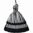 thumbnail image 3 of Victorian Gothic Black and White Striped Rococo Dress Medieval Queen Masquerade Outfit, 3 of 6