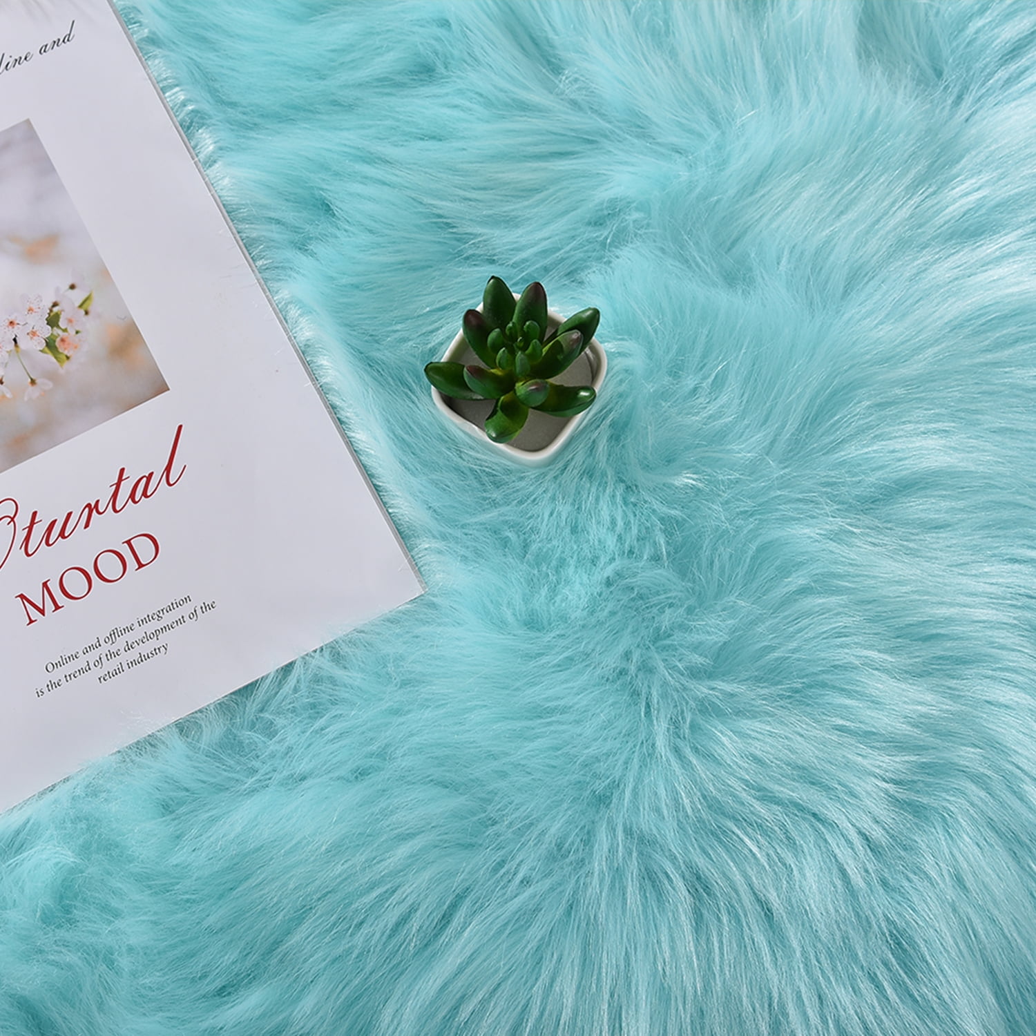 Latepis Light Blue Fur Rug 3x4, Faux Sheepskin Rugs for Living Room, Fluffy Shaggy Rugs for Bedroom, Teen Room, Dorm, Furry Rug, Boho Rug, Rectangle