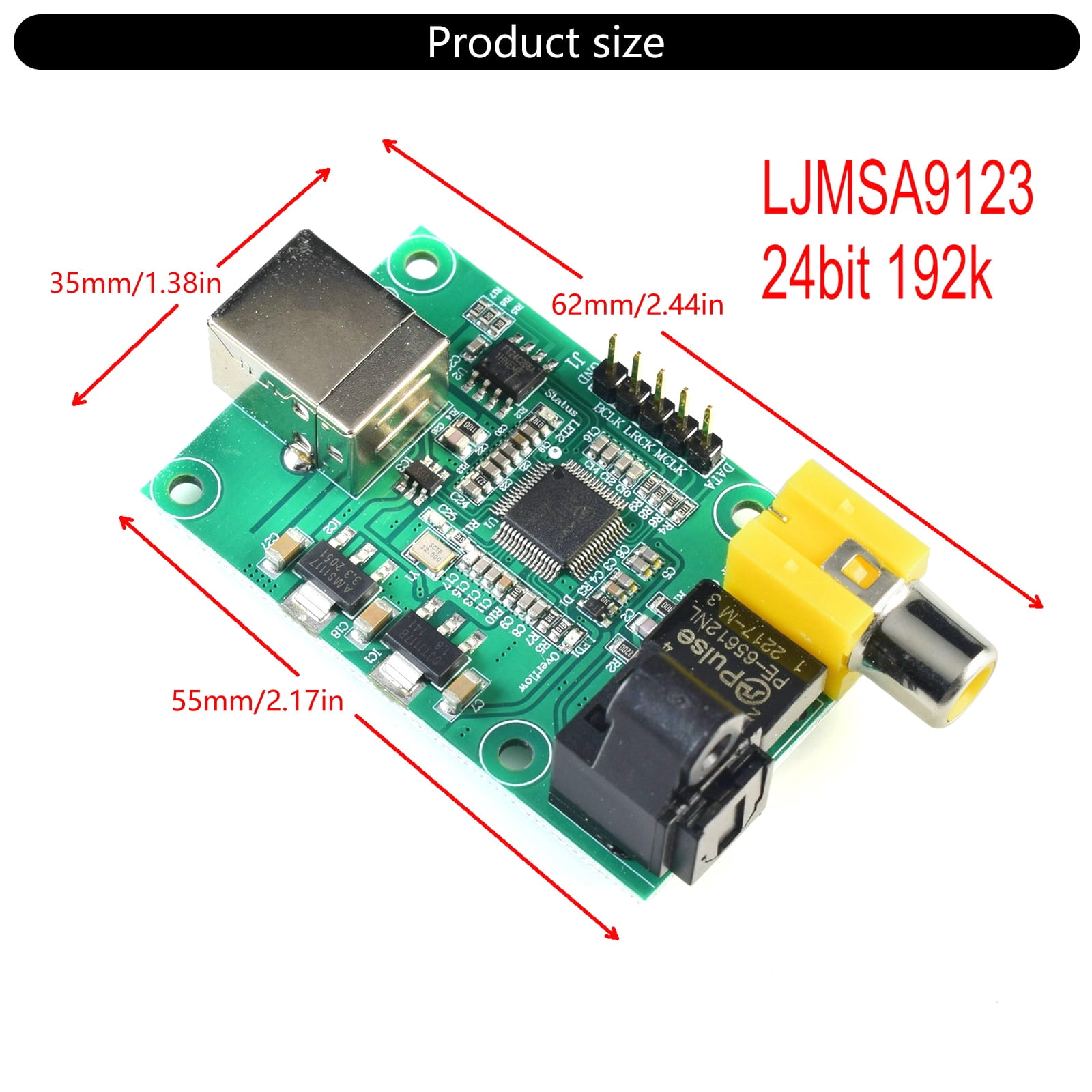 HEMLBOYW LJMSA9123 USB To SPDIF Optical I2S Auditory Controller High Resolution 24BIT 192KHz PCM Output For Professional Use