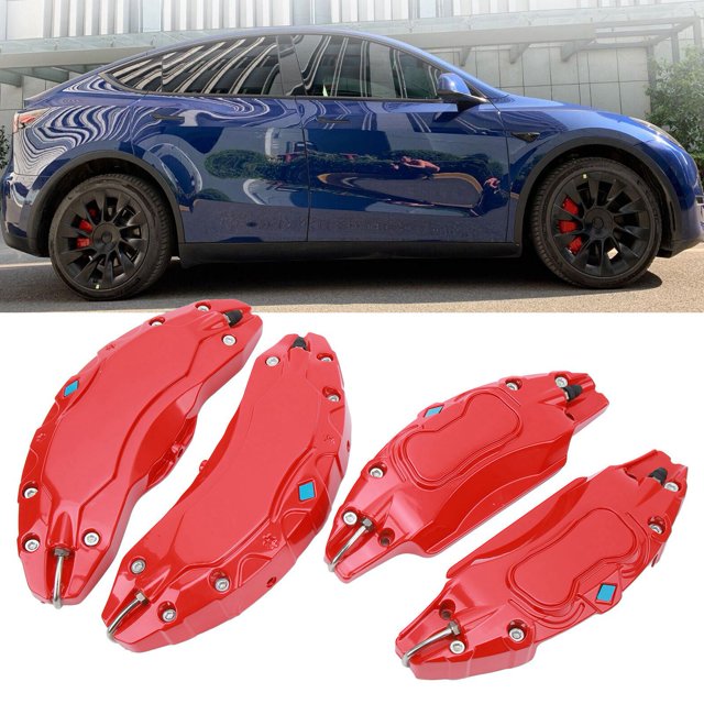 4 Pcs Caliper Covers Set for Model Y, 19 20 Inch Wheel Hub Front and Rear Brake Caliper for Model Y, Disc Brake Caliper Guard Protector Cover Replacement for