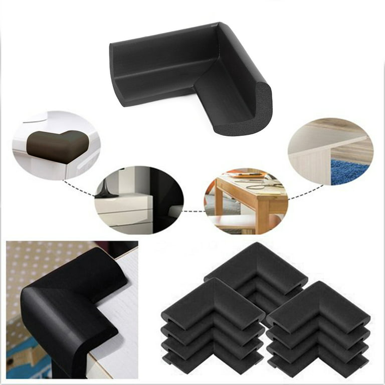 12 Pack Soft Corner Protector Baby Proofing Edge and Corner Guards, Safety  Pre-Taped Furniture Bumper for Fireplace, Table, Stair, Cabinet (Black)  Black 12 Pack