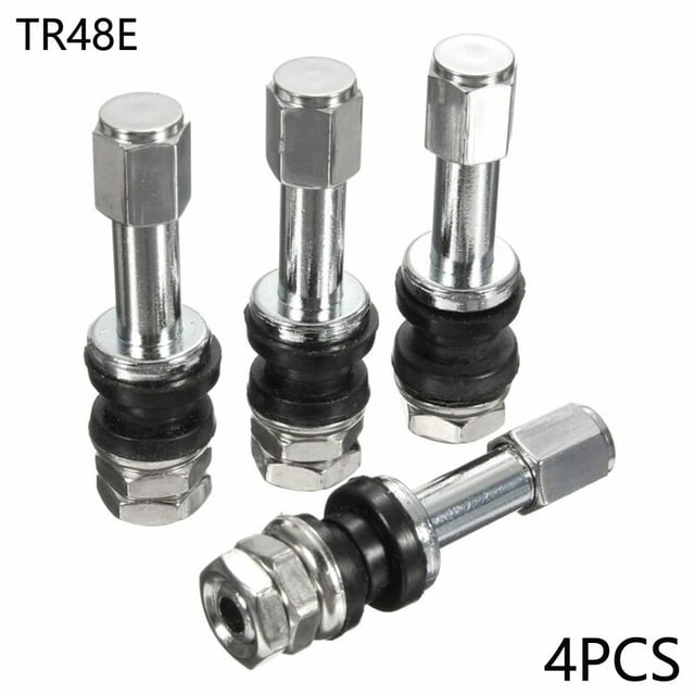 4 Pcs Valve de Pneu de Voiture TR48E Bolt-in Valve de Pneu de Roue Tubeless Capuchon Anti-Poussière