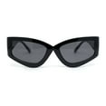 thumbnail image 2 of Womens Thick Temple Retro Cat Eye Plastic Diva Fashion Sunglasses All Black, 2 of 4
