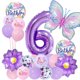 thumbnail image 1 of Kit de globos para 6 cumpleaños con mariposas y flores moradas, 20 unidades, 1 of 1