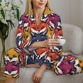 thumbnail image 6 of Picia Fox Face Pattern Women’s Long-Sleeve Sleepwear Set - Soft 2-Piece Loungewear with Pockets, Comfy PJs for Relaxing Nights-Medium, 6 of 7