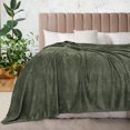 thumbnail image 2 of Unique Bargains 280GSM Flannel Fleece Throw Bed Blanket, 59" x 78", Army Green, 2 of 8