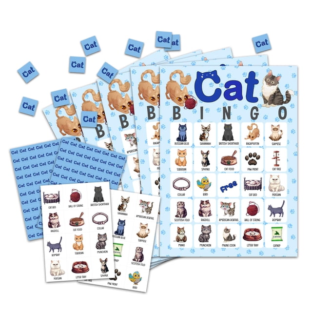 Juego de bingo OZTEMETY de gatos y gatitos, kit de tarjetas para 24 jugadores