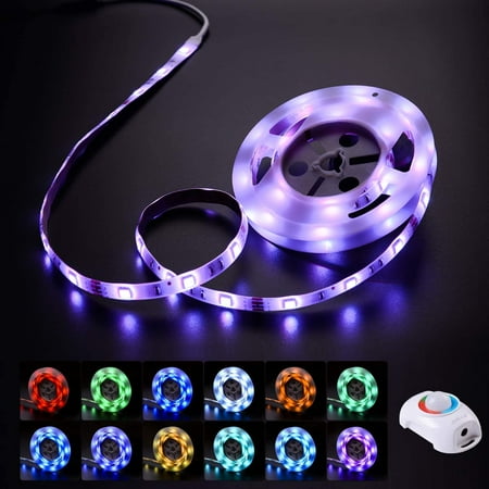 

RGB Under Bed Light Motion Activated & Remote Controlled LED Strip Light 12V Color Changing Dimmable Movement Detected Night Lighting for Single Bed Cabinet Closet IP65 Waterproof 6.56FT