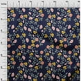 thumbnail image 2 of oneOone Cotton Poplin Twill Navy Blue Fabric Flower & Leaves Watercolor Sewing Material Print Fabric By The Yard 56 Inch Wide, 2 of 4