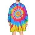 thumbnail image 2 of Colorful Rainbow Tie Dye Spiral Pattern Wearable Oversized Blanket,Wearable Blanket Hoodie for Adults,Cozy Hooded Blankets with Super Pockets,Super Warm Fuzzy Pullover for Women & Men, 2 of 6