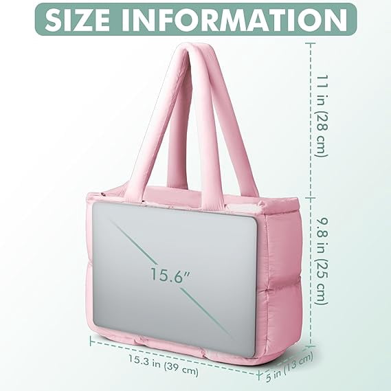 Puffer Tote Bag for Women, Large Quilted Puffy Handbag Lightweight Satchel Purse for Work Travel Gym Shop