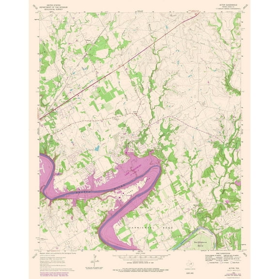Topographical Map - Acton Texas Quad - USGS 1961 - Vintage Wall Art