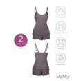 thumbnail image 6 of MeMoi Women's Ruffled Lettuce Edge Rib Tank Top and Short Set - Womens - Female, S, Purple-Gray, 6 of 7