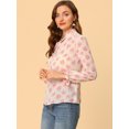 thumbnail image 4 of Unique Bargains Femmes Semi-Transparente Cravate Cou Blouse Volant Élégant Floral Top, 4 of 6