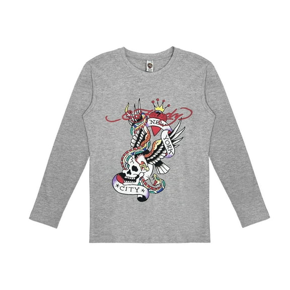 Ed Hardy Kids Long Sleeve Graphic T-Shirt New York Print