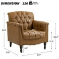 thumbnail image 6 of Dreamsidea Faux Leather Accent Chair Set of 2 for living Room, Button Tufted Wingback Armchair with Wood Legs Camel, 6 of 7