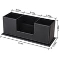 thumbnail image 2 of PU Leather Double Pen Holder for Desk Organizer Pen Holder, Business Card, Remote Control Holder, Coins, Keys, Phone, Ruler, Pencil, Sharpener, Desktop Box Stationery Storage Office Supplies,Black, 2 of 5