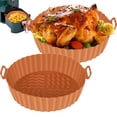 thumbnail image 3 of Retrok 2Pcs Air Fryer Silicone Pot with Handle 7.87 inch Air Fryer Liner Heat Resistant Silicone Basket Round Baking Pan Air Fryer Accessories, 3 of 10