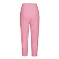 thumbnail image 4 of USNSM Capri Leggings for Women Summer Casual Stretch Knee Workout Running Yoga Capris Slim Fit Lightweight Wrinkles Pants Pink S, 4 of 6