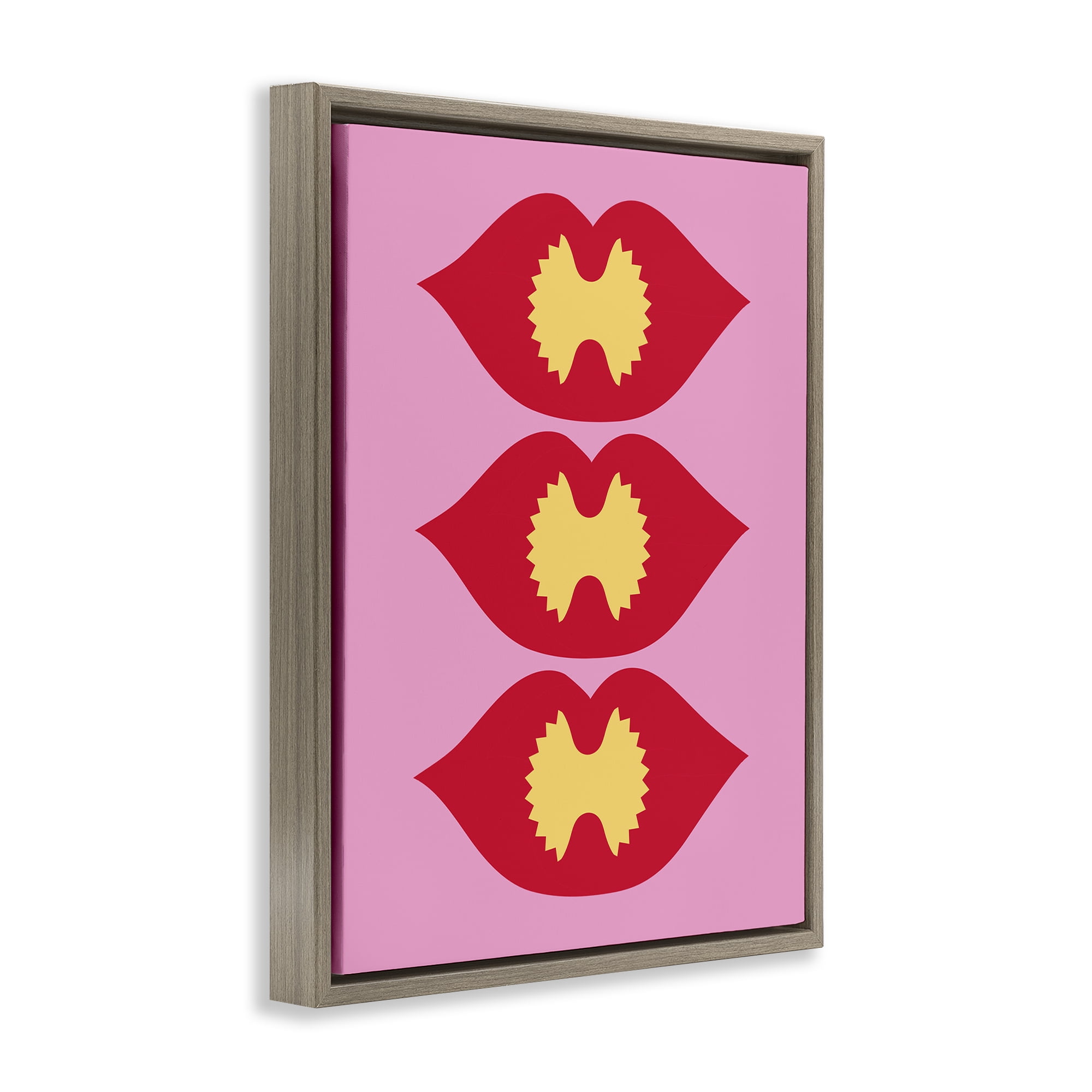 Stupell Industries Lips & Bowtie Pasta Food & Beverage Painting Brown Floater Framed Canvas Art Print Wall Art, 17 x 21
