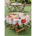 thumbnail image 3 of Outdoor Tablecloth with Umbrella Hole and Zipper, Red Santa Christmas Round Table Cloth 60 Inch Waterproof Tablecloth, Xmas Snowflake Rustic Picnic Table Cover for Patio Camping, 3 of 7