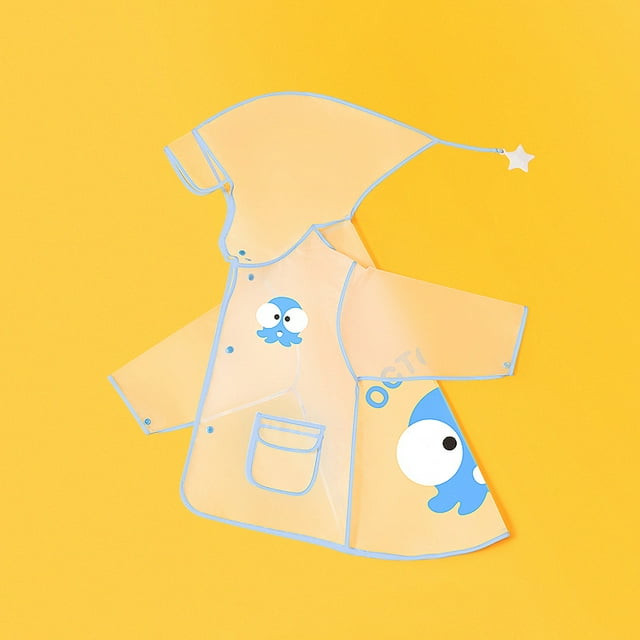 Imperméable Réutilisable Plus Épais Poncho de Pluie Veste Imperméable pour Enfants Garçon Fille, Pieuvre, S