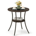 thumbnail image 1 of Patiojoy Outdoor Side Table with Storage PE Wicker Patio Bistro Table with Tempered Glass Tabletop, 1 of 9