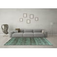 thumbnail image 3 of Ahgly Company Machine Washable Indoor Rectangle Abstract Turquoise Blue Modern Area Rugs, 6' x 9', 3 of 4