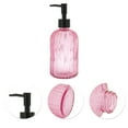 thumbnail image 5 of Unique Bargains 1 Pc Convenient Vertical Stripes Soap Dispenser 13.53oz Pink Black, 5 of 6
