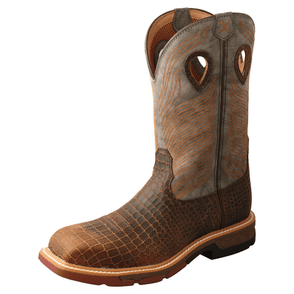 Twisted X 12" Nano Composite Grey/brown - Boot Mens Work - Mxbn005