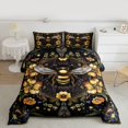 thumbnail image 2 of Feelyou Bee Queen Comforter Set, Yellow Flower Botanical Bedding Comforter Set, 3pcs, 2 of 8