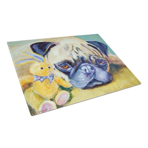Pug Bunny Rabbit Glass Cutting Board Large