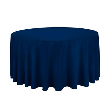 LinenTablecloth 120 in Round Polyester Tablecloth Navy Blue