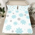 thumbnail image 2 of Homewish Kawaii Snowflake Full Size Sheets for Teens, Merry Christmas Bed Sheets, White Blue Cartoon Sheet Sets, Ultra Soft Bedroom Decor, 4pcs, 2 of 7