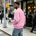 thumbnail image 4 of Delconic Men's Crewneck Sweatshirt - Basic Long Sleeve Pullover for Casual & Athletic Wear Pink XL, 4 of 6