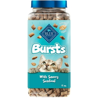 Blue Buffalo Bursts Crunchy & Creamy Cat Treats, Great for Training, Seafood, 12-oz. Tub