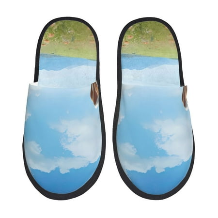 Balery Cow Grazing Nature Slient Indoor Furry Fleece Comfort House Shoes Soft Non-Slip Home Shoes Cotton slippers House Slippers-- Medium