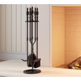 thumbnail image 3 of CALIDOLA Ensemble de 5 Pcs d'Outils pour Cheminée en Fer Forgé avec Poignées Accessoires pour Cheminée Intérieure pour cor Moderne et Feu Extérieur, 3 of 7