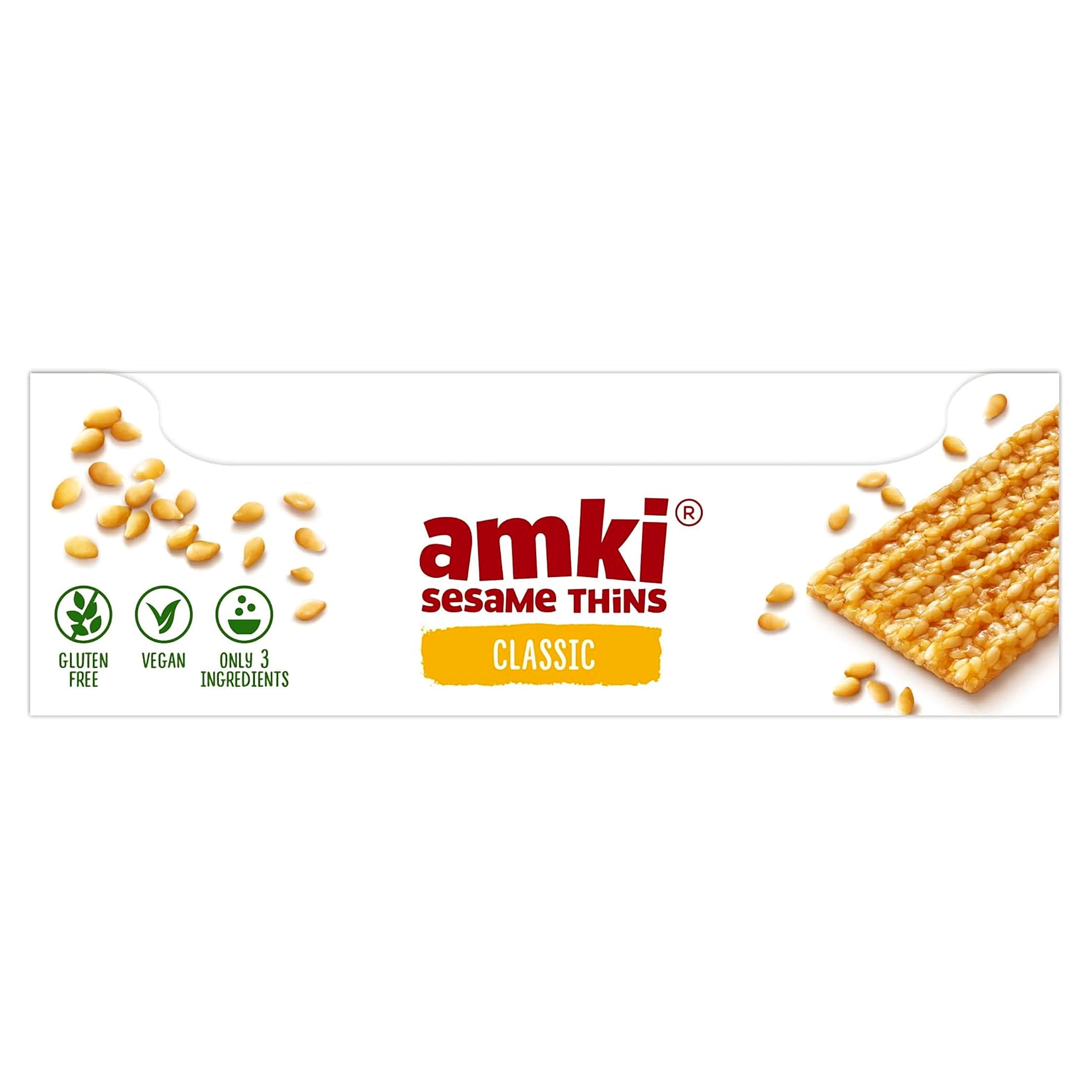 Amki Sesame Thins Classic (Sesame Snaps), Gluten Free, Vegan, Delicious, Crunchy, Sensibly Sweet Snacks. 24 Pack, 720g