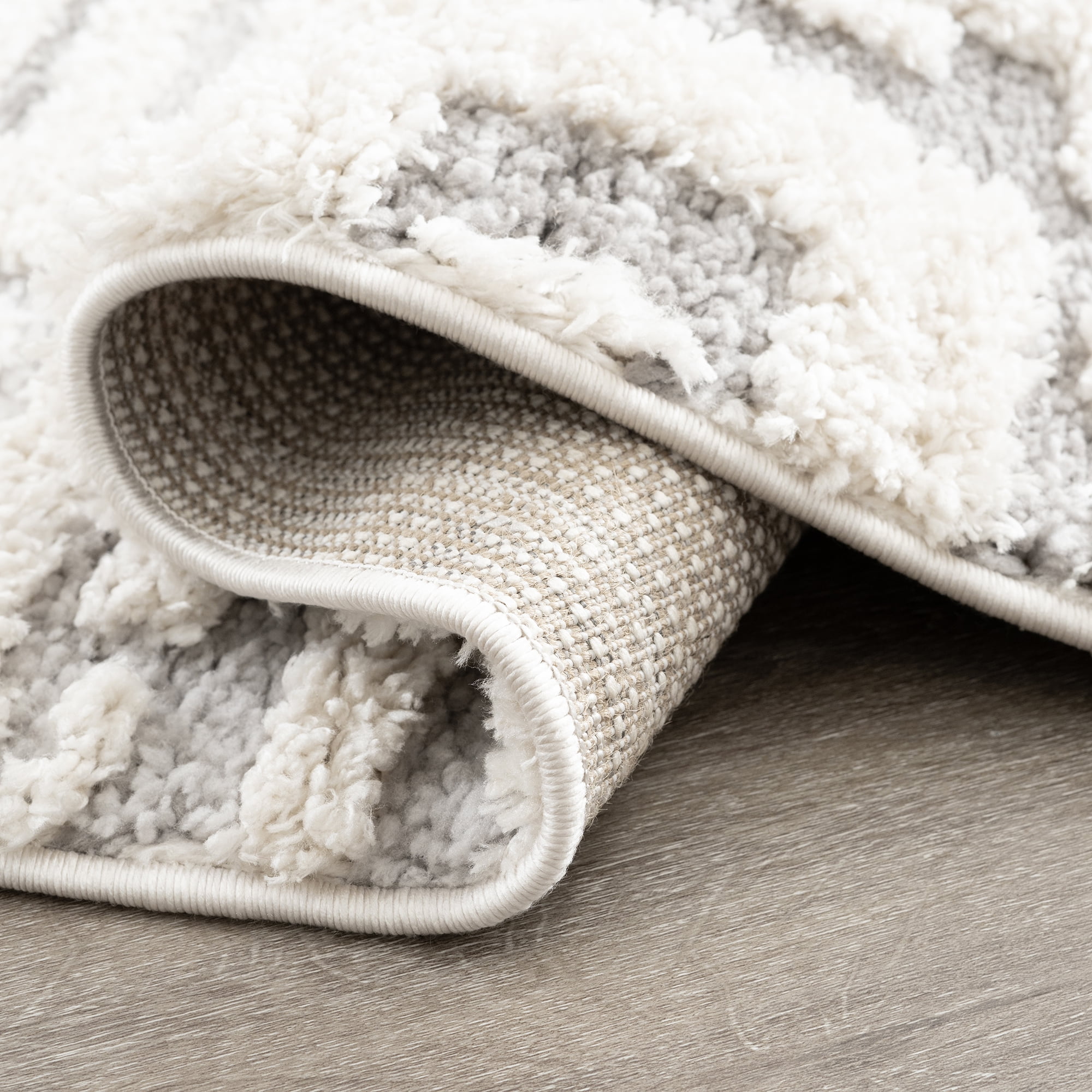 Bliss Rugs Artisan Shag Contemporary 2' x 3' Ivory and Gray Indoor Area Rug
