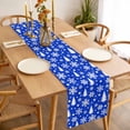 thumbnail image 3 of Blue White Christmas Table Runner 48 Inches Long Farmhouse Dress Scarves, Xmas Tree Snowflake Winter Abstract Dining Tablerunner for Coffee Table/Kitchen Island/Party Décor, 13" x 48", 3 of 8